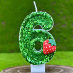 bougies anniversaire forme chiffres paillettees verte blanches decoratives fruits couteau sucre support bougie box