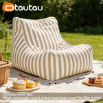 coussin d'assise jardin rayures beige blanc moderne piscine extérieur housse fauteuil plage grande