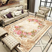 tapis flanelle anti dérapant motifs floraux géométriques luxueux couleurs variées beige rose violet gris