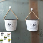 décoration murale pot suspendu blanc oiseau branches vintage rustique métal