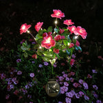 luminaire solaire led étanche fleurs artificielles moderne jardin extérieur contemporain vert rose violet blanc