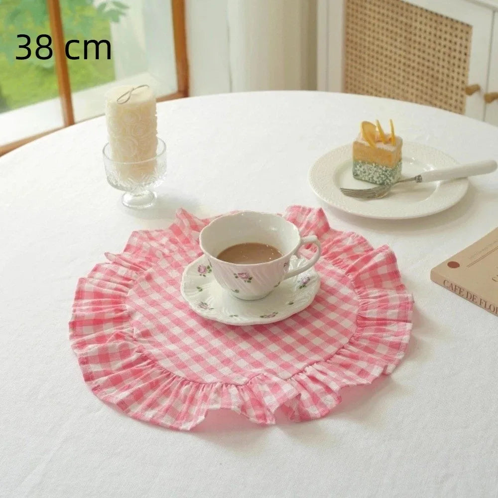 serviettes table classiques coton blanc vert rose jaune beige ruban fini bord rond dimension