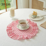 serviettes table classiques coton blanc vert rose jaune beige ruban fini bord rond dimension