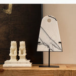 planche découper marbre moderne blanc noir support métallique décoration contemporain objet décoratif