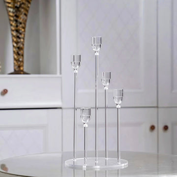 bougeoir moderne transparent bras bougies led mariage décoration table centro