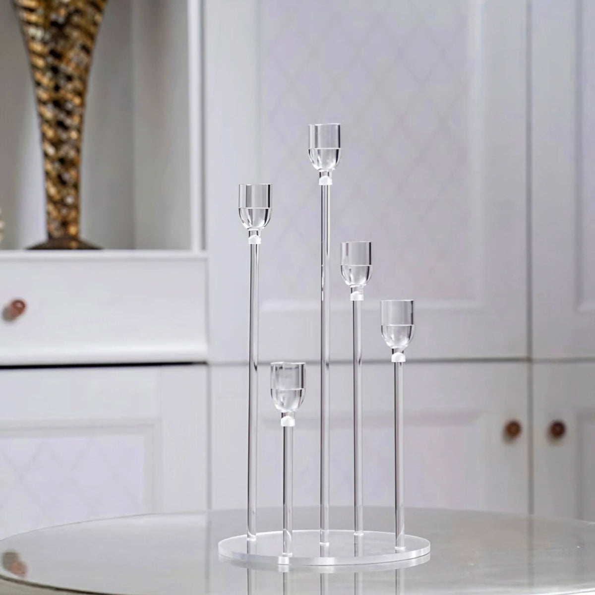 bougeoir moderne transparent bras bougies led mariage décoration table centro