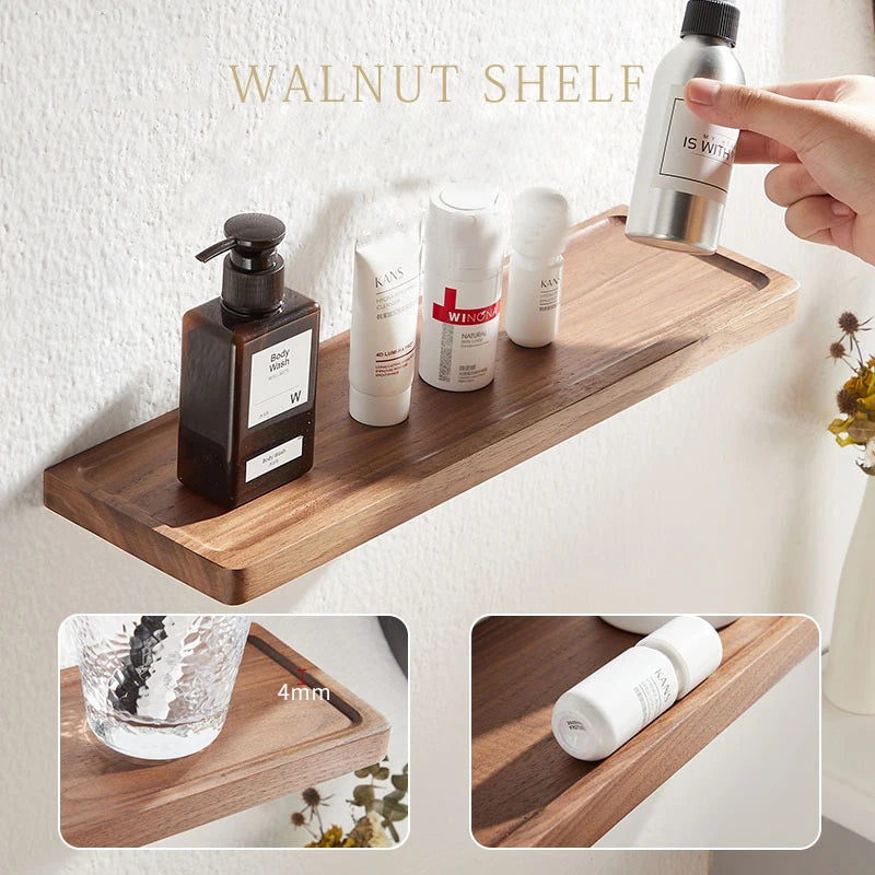 étagère bois naturel moderne minimaliste finition brillante fixation murale chambre salon salle bain