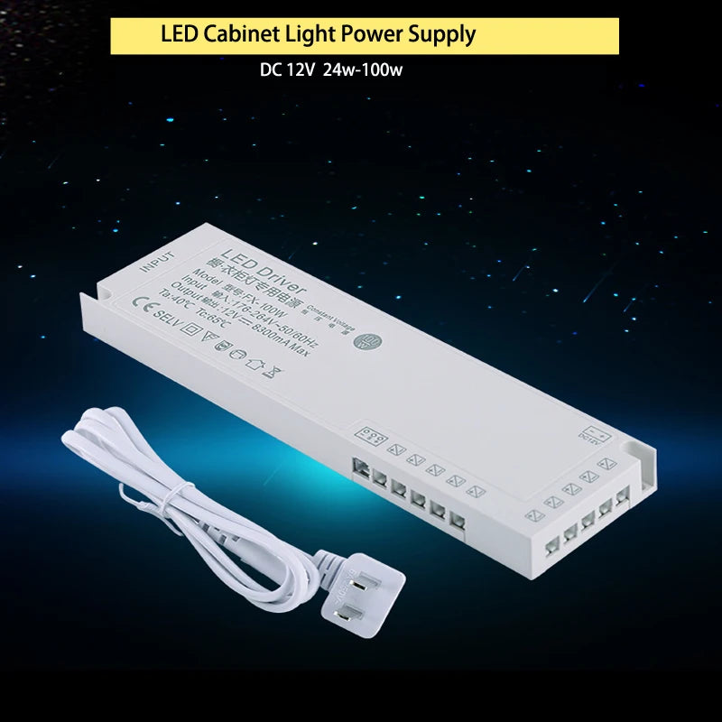alimentation led armoire 12v 24v 100w 150w 60w blanc moderne sans fixation câble prise