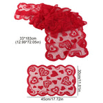 chinois plat rouge dentelle coeurs table rectangulaire decoratif romantique echangement table runner deux pieces