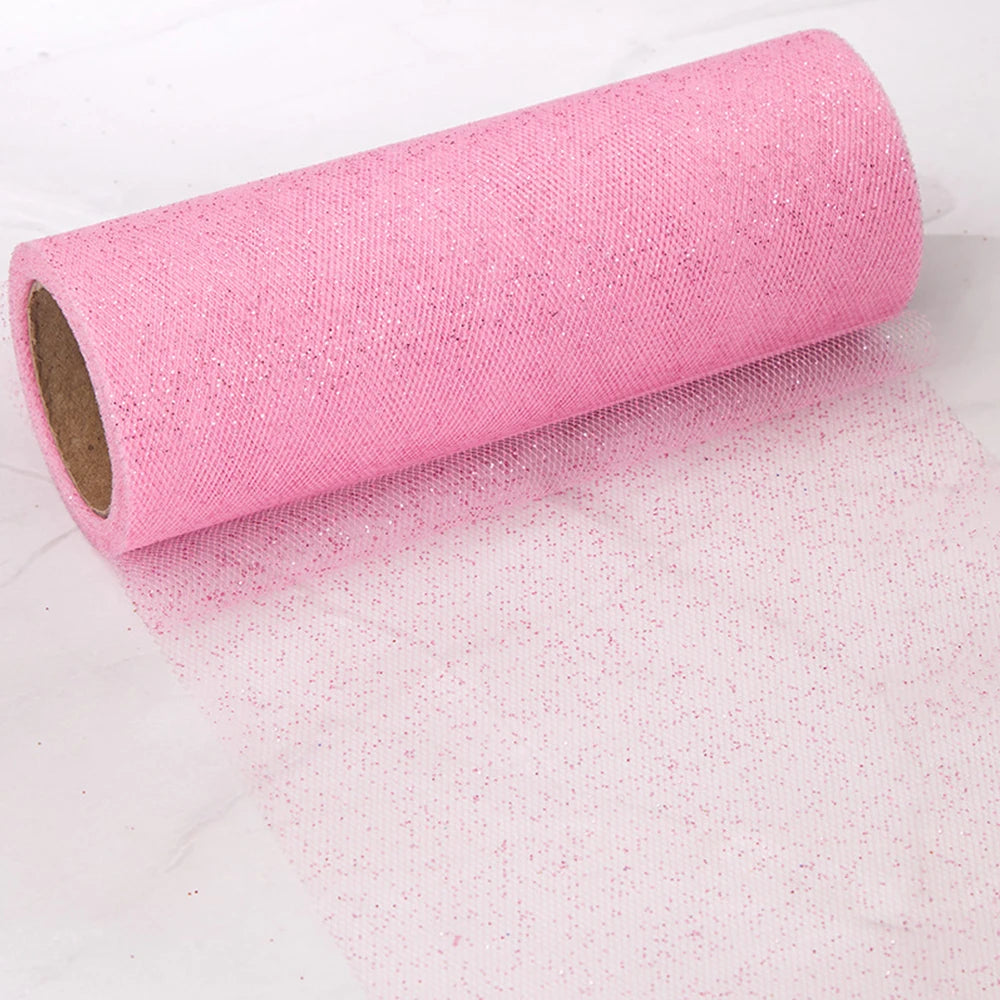 rubans tulle glitter opaques divers couleurs 15cm large 10yards longueur