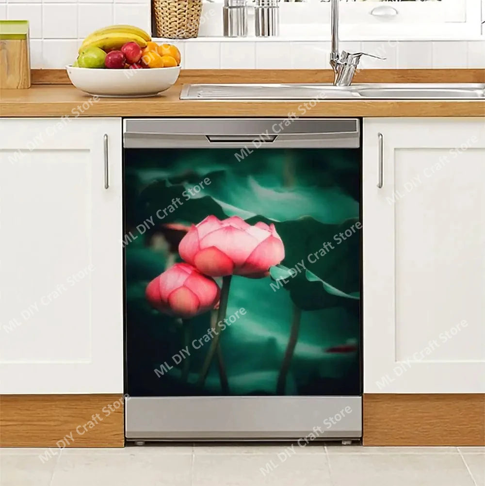 Décoration cuisine sticker fleurs blanc et or