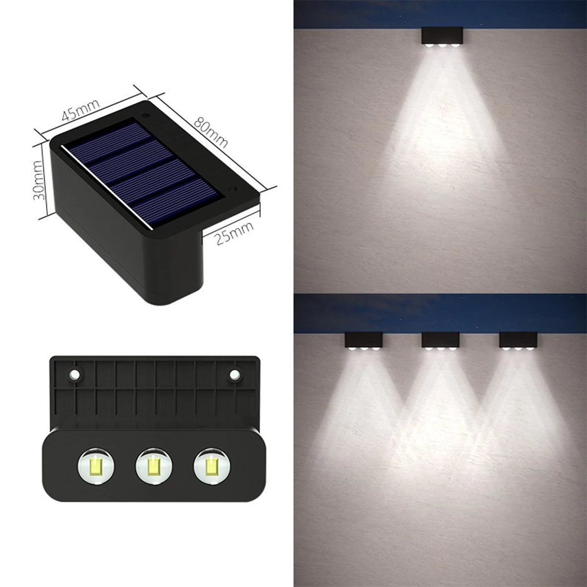 lumière solaire led noire ip65 adhésive murale led panneau solaire interrupteur tactile contemporaineextérieur
