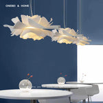 suspension lumineuse moderne fleur stylisée blanc opaque salon chambre étude 220v acrylique