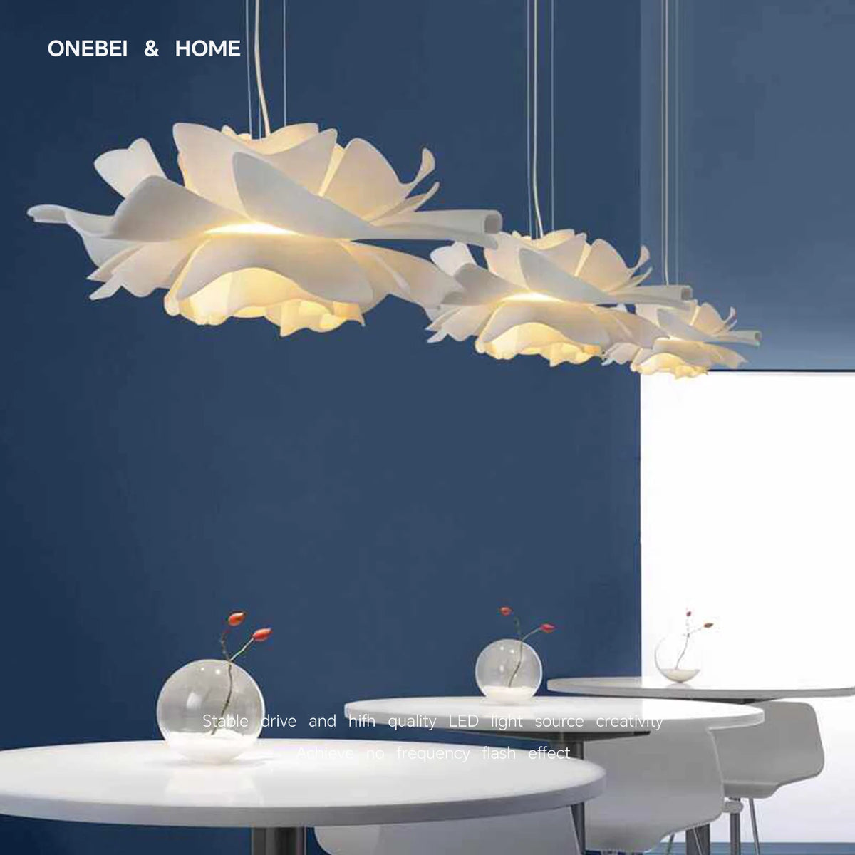 suspension lumineuse moderne fleur stylisée blanc opaque salon chambre étude 220v acrylique