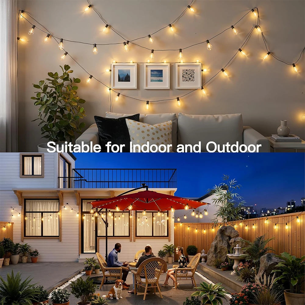 guirlande lumineuse solaire blanc chaud boules transparentes vintage clips autoinstallation led étanches ip65
