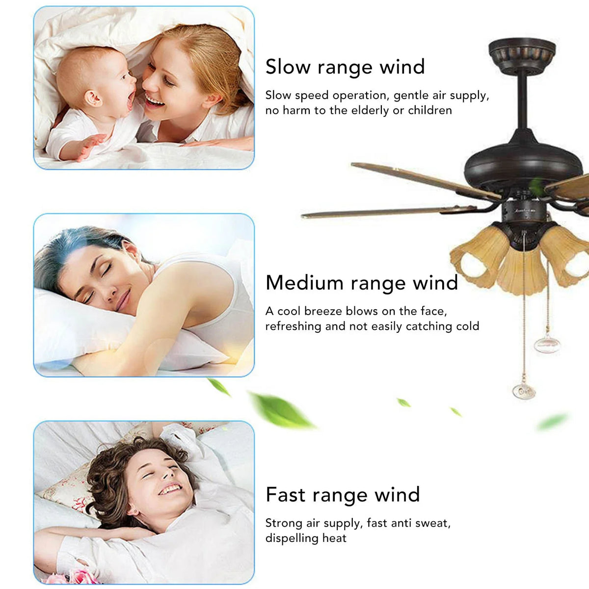 télécommande ventilateur blanc noir moderne contrôle câbles six vitesses anti chute