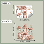 sticker mural illustration fille lisant rose beige marron cartoon adhésif chambre salon