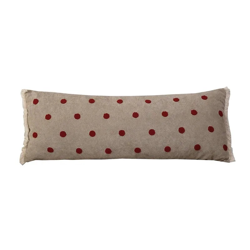 taies d'oreiller modernes beige brodées points blancs coton polyester 45x45cm