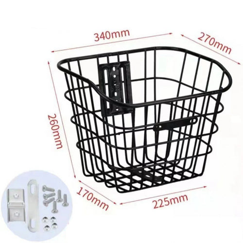 panier avant vélo étanche métal mailles rectangulaires classique noir blanc gris clair vintage fixations