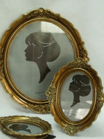 cadres photo ovales or silhouettes vintage plantes pots béton décoration murale aspect vieilli moderne