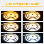 bande lumineuse led cob blanc chaud 2700k 576 diodes dimmable haute luminosité moderne adhésif
