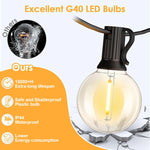 guirlande lumineuse led g40 extérieure transparente jaune doré sphères verre filament blanc vintage clips