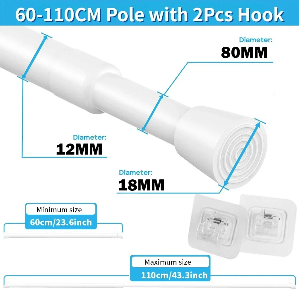 tige rideau tension réglable sans perçage moderne 130cm 250cm diamètre 22mm 26mm 30mm blanc
