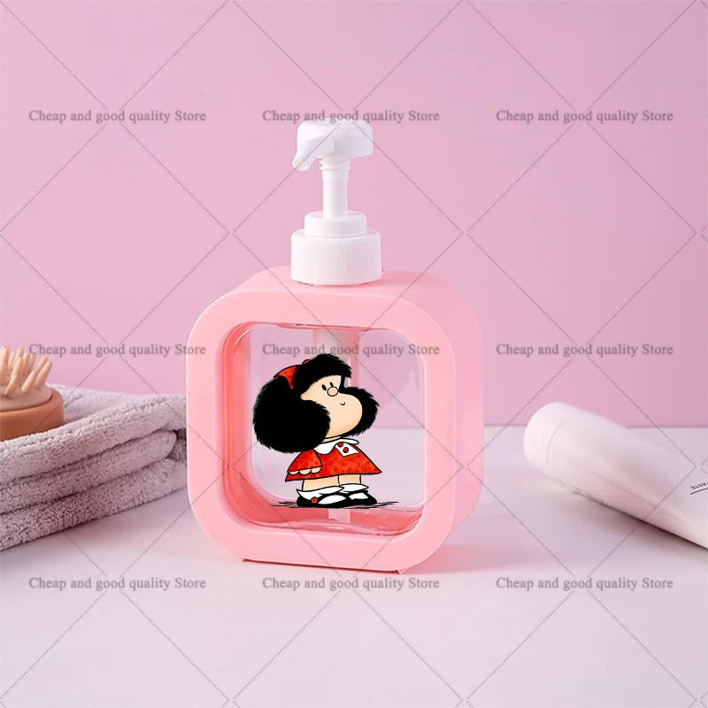distributeur savon liquide rose personnages animés transparent moderne 300ml rechargeable