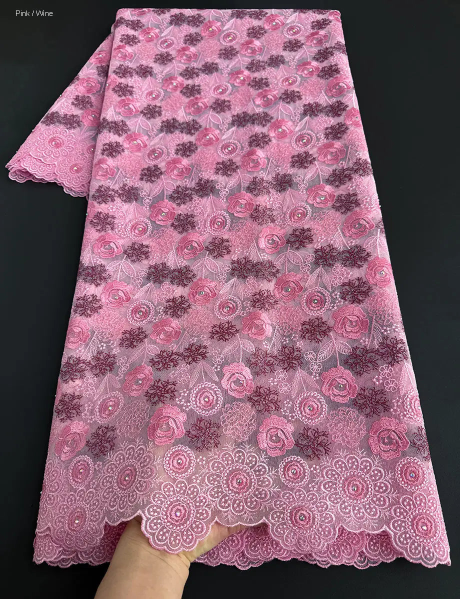 tissu fleuri translucide brodé couleurs gris rouge beige vert olive rose Bordeaux mariage