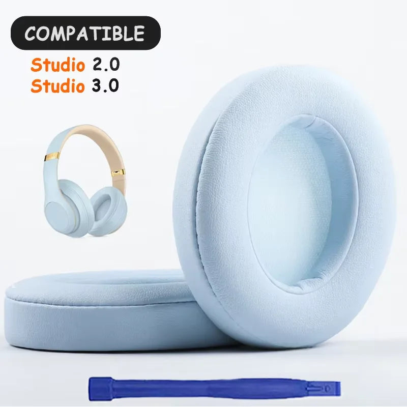 oreillettes casque audio cuir mousse noir gris bleu rouge adhésif confortables ergonomiques remplissage beats