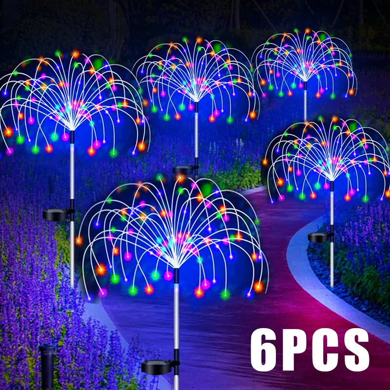 lumières solaires décoratives feux d'artifice multicolores moderne clips métalliques extérieures patio jardin