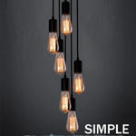 suspension lumineuse moderne industrielle transparente noir blanc ampoules led câbles pendentifs tringles éclairage