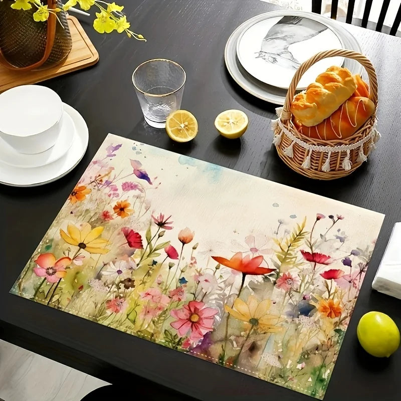 tapis table floral multicolore motifs fleurs papillons moderne naturel respectueux environnement lin