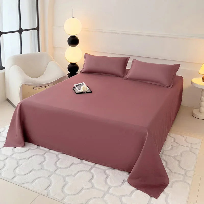 drap plat double gris lisse satiné minimaliste moderne lit adultes polyester