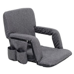 fauteuil pliable moderne gris tissu uni portable poches appui tête adjustableextérieurcamping