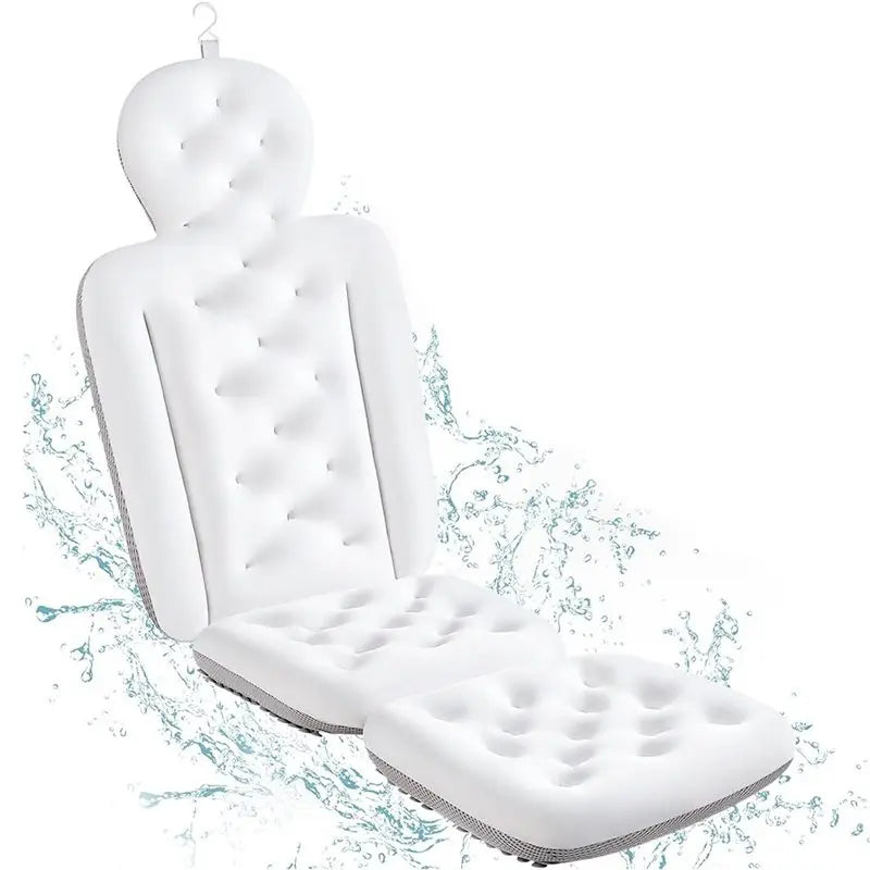 coussin bain blanc confortable ergonomique support tête cou dos hanches jambes texture boutons