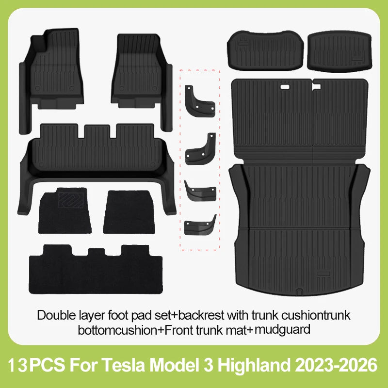 tapis sol voiture tesla model noir rayures horizontales moderne clips protection pieds