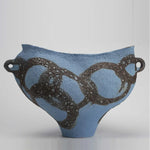 vase céramique bleu marron abstraction moderne minimaliste artisanalintérieur rustic organique