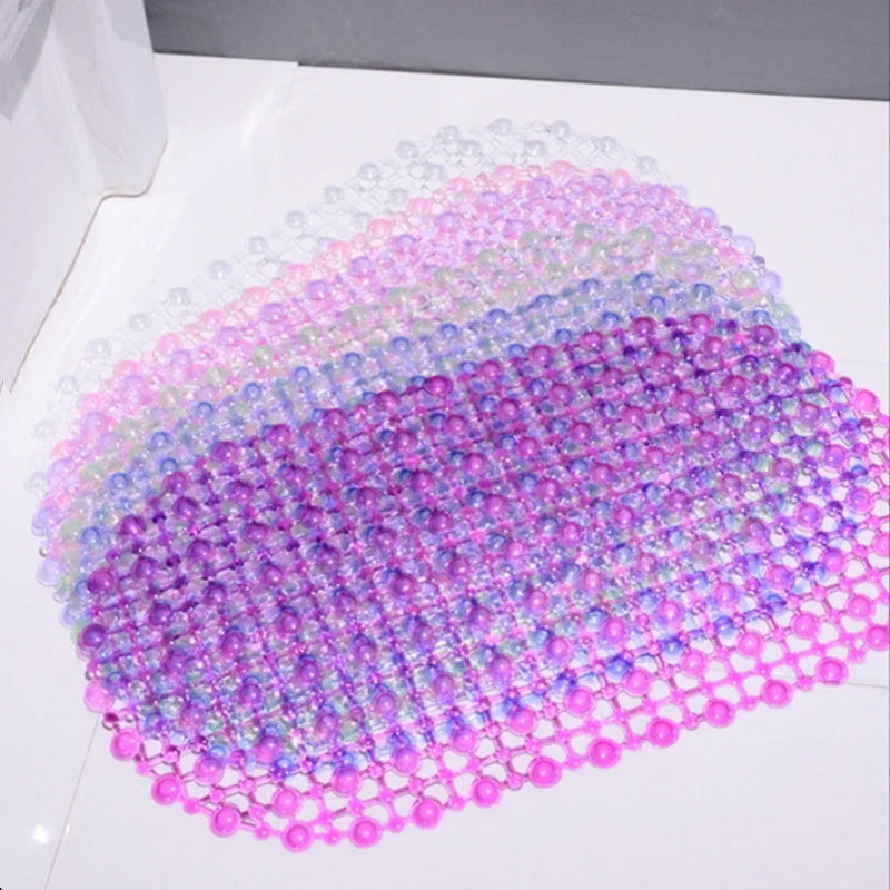 tapis bain antidérapant massage ventouse moderne couleur transparent réseau billes salon respectueux environnement