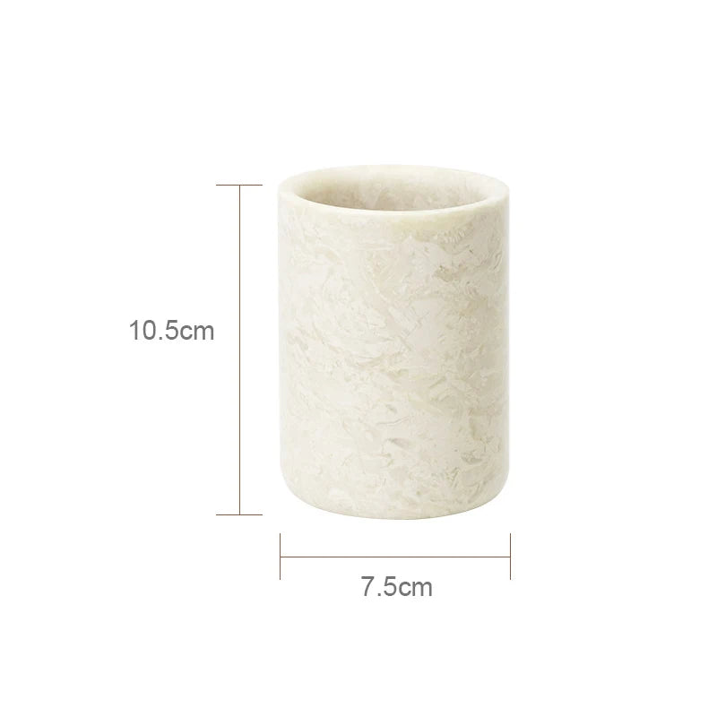 ensemble salle bain marbre blanc doré plateau distributeur savon accessoires