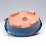 cache pot céramique bleu rose texture granuleuse classique décoration intérieure fleur plante verte non