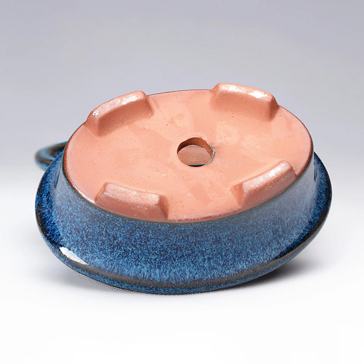 cache pot céramique bleu rose texture granuleuse classique décoration intérieure fleur plante verte non