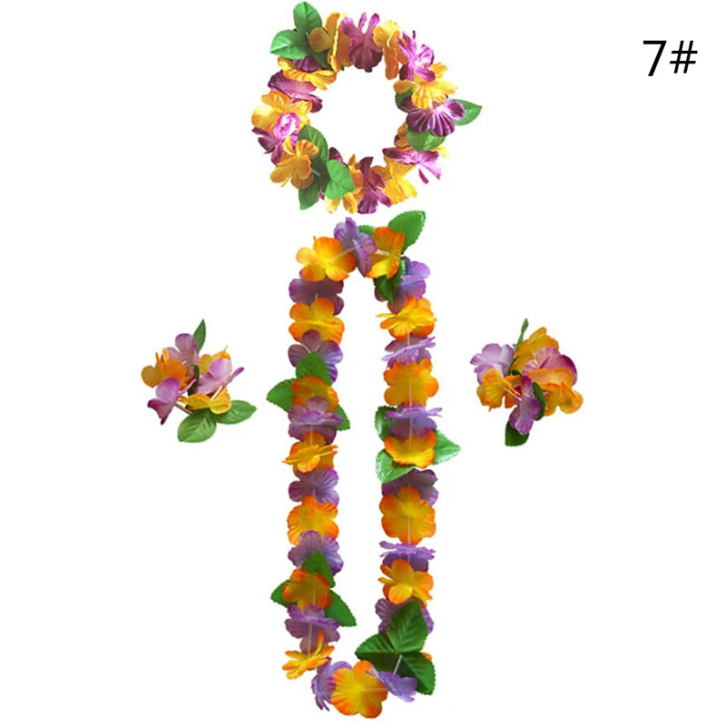 bracelets fleurs artificielles tropicales multicolor adhésifs extérieures décoration maison fêtes hawaii plage
