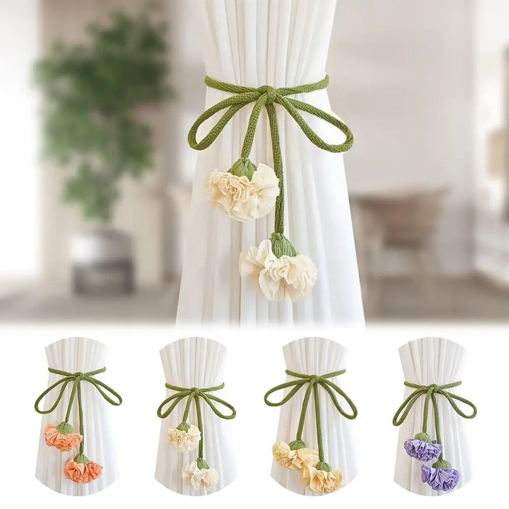 rideaux polonais moderne coton fleurs tissu vert violet beige orange opaques rubans