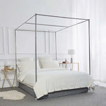 lit baldaquin acier inoxydable gris moderne structure métal lisse barre suspension clips pied pression