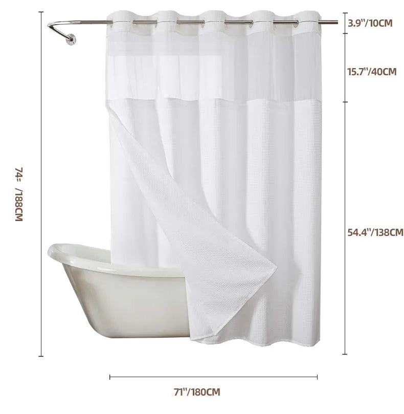 rideau douche blanc texture points moderne ourlet standard polyester respectueux environnement 183x183cm 183x198cm 183x213cm