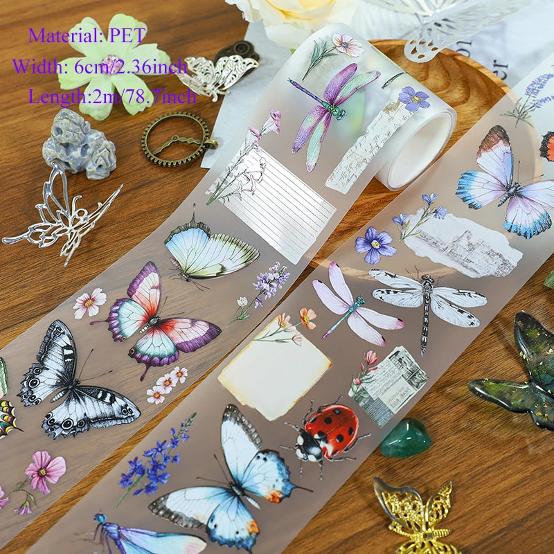 ruban adhésif décoratif motifs fleurs papillons animaux scrapbooking journal intime papeterie