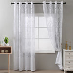 rideaux blancs motifs floraux deux panneaux polyester classique translucides øellets inclusion chambre salon