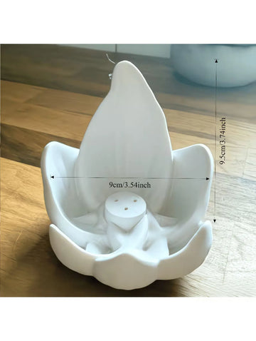 support encens fleur lotus moderne blanc noir résine minimaliste