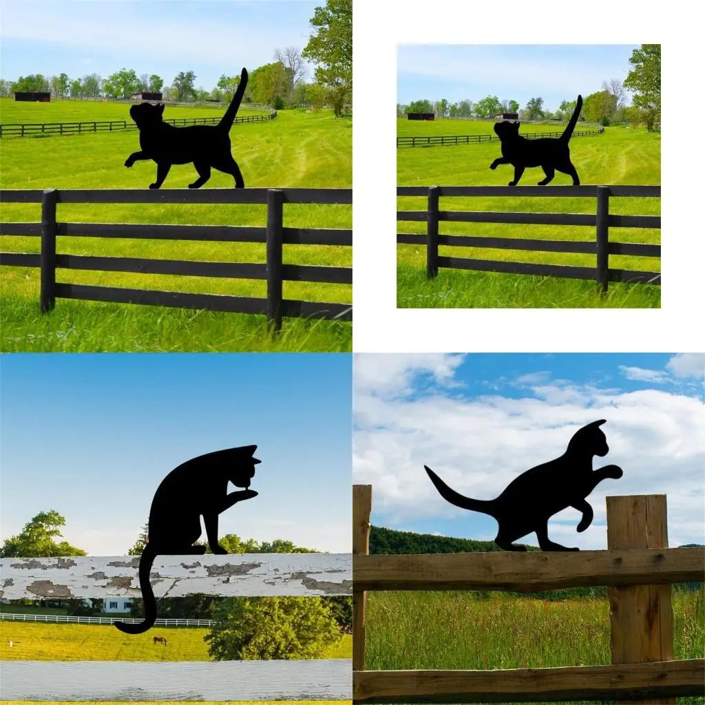 statue silhouette chat noir minimaliste jardin art décor